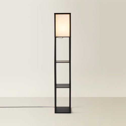 Black wooden floor lamp - floor, with