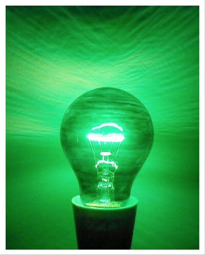 Green light bulb - green,